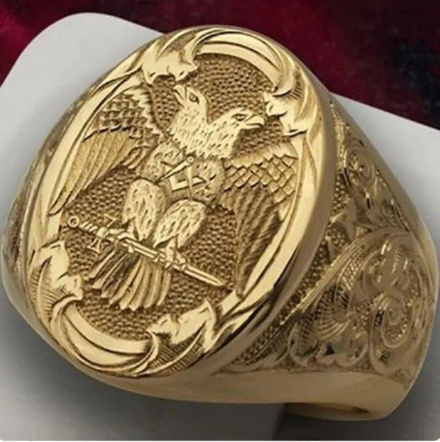 Ring Vintage Angel Mythology, Edelstahl, Gold, Herren - Bild 1
