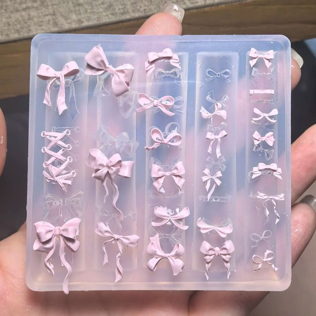MingLee Nagelformen Silikon mit Carving Stift, 2 Stück, Schleifen-Design - Bild 1