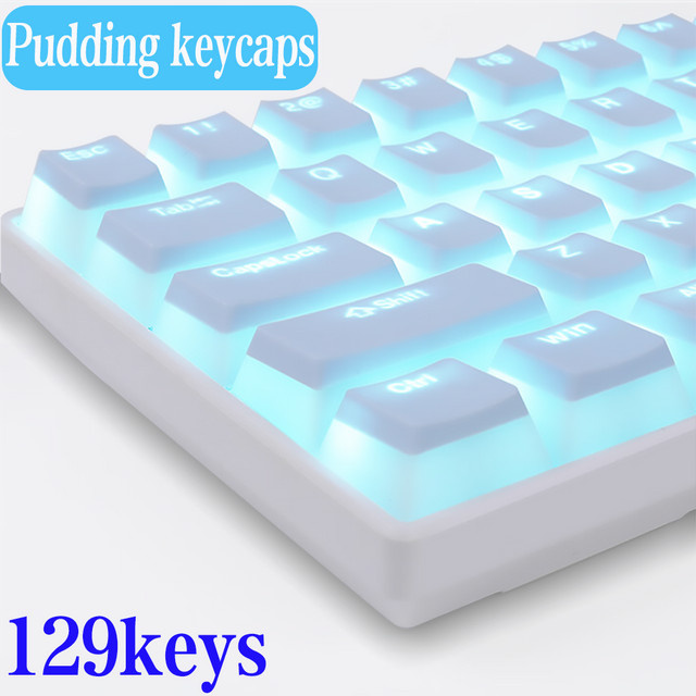 Oeny Pudding Tastenkappen Set aus ABS in Blau für mechanische Tastaturen mit MX Profil und Hintergrundbeleuchtung - Bild 1