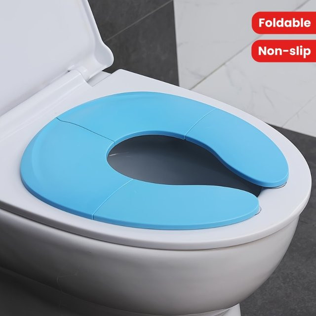 Faltbarer Reisesitz von CH CACILLO in Blau mit rutschfestem Saugnapf aus Kunststoff, B/T/H: 35,8 x 31,0 x 1,0 cm - Bild 1