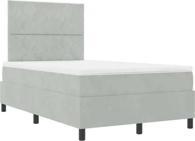 vidaXL LED Boxspringbett mit Matratze in Hellgrau, Stoff, B/T/H: 200 x 120 x 280 cm - Bild 1