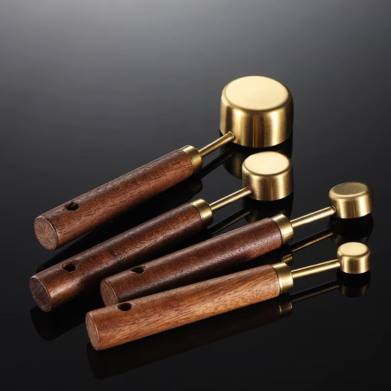JAOER Messbecher Löffel Set aus Edelstahl mit Holzgriff in Gold und Silber, 8 Stück Küchenzubehör für Backwerk und Bartending - Bild 2