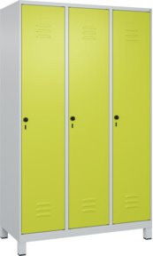 C+P Spind Classic PLUS Garderobenschrank mit 3 Abteilen, Stahl, Grau/Grün, H x B x T: 195 x 120 x 50 cm - Bild 1