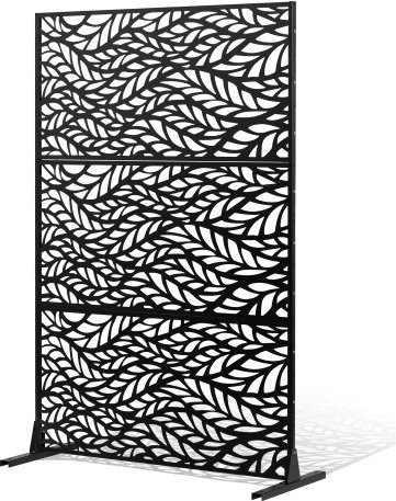 VEVOR Metall Sichtschutz Paravent aus 3 Paneelen, dekorativer Raumteiler für Außen und Innen, Schwarz, B/T/H: 120 x 50,8 x 183 cm - Bild 1