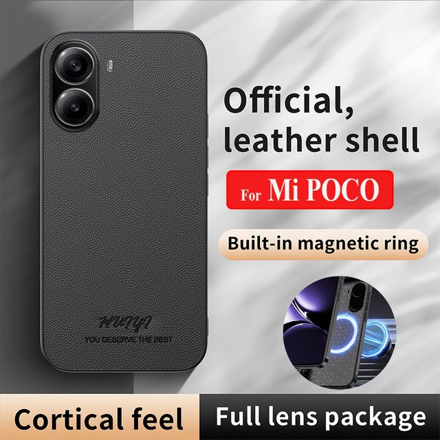 Xiaomi Silikonhülle mit matter Litschi-Textur aus Leder für POCO X7 X6 X5 X3 Pro X3 NFC M7 M6 M4 Pro in Blau und Schwarz - Bild 1
