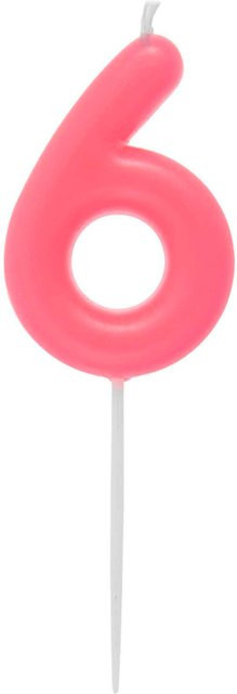 Rico Design Zahlenkerze 6 in Neon Pink für deinen Geburtstag - Bild 1