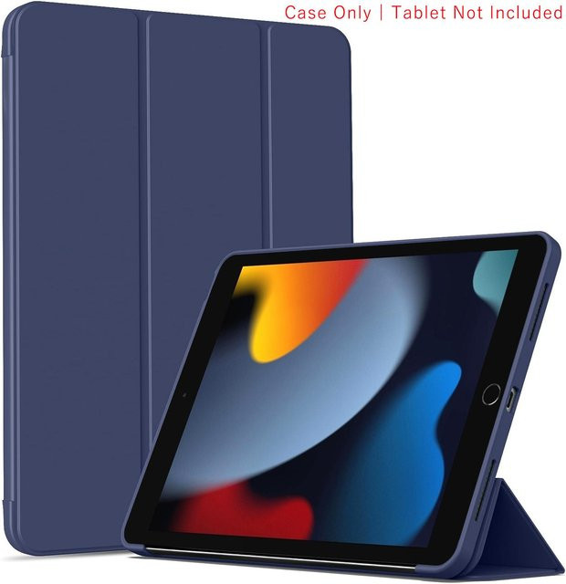 Magnetische Flip-Hülle aus PU-Leder für iPad 7. 8. 9. Generation 10,2 Zoll in Blau mit dreifach faltbarem Ständer - Bild 1