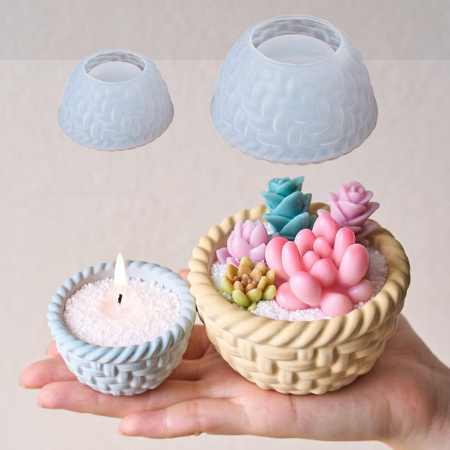 UDOCOOL Silikonform für DIY Aromatherapie-Kerzen, Blumentöpfe und Gips-Handwerk, Gewebte Schüsselform zur Heimdekoration - Bild 1