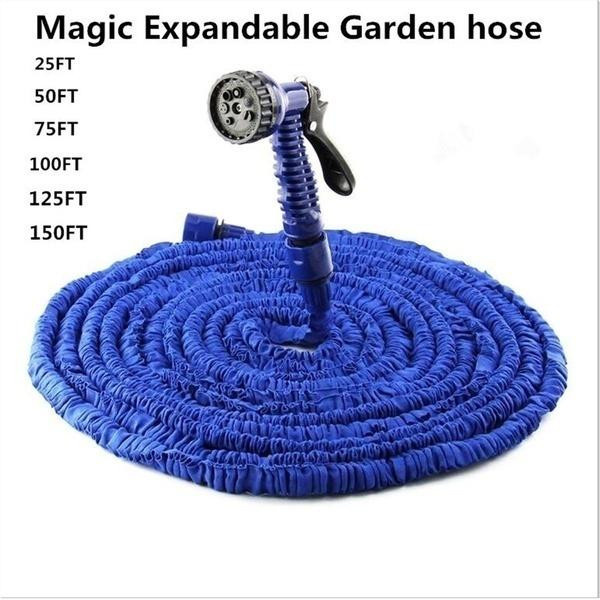 RC JUZI Erweiterbarer Gartenschlauch mit Hochdruck-Wasserpistole in Blau, 45,7 Meter - Bild 1