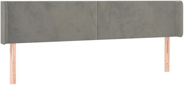 vidaXL LED Kopfteil aus Samt in Hellgrau mit USB-Ladeport und integrierter Beleuchtung, B/T/H: 163 x 16 x 78/88 cm - Bild 1