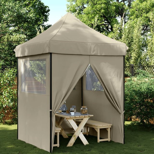 vidaXL Pop-Up Partyzelt mit 4 Seitenteilen in Taupe - Bild 2