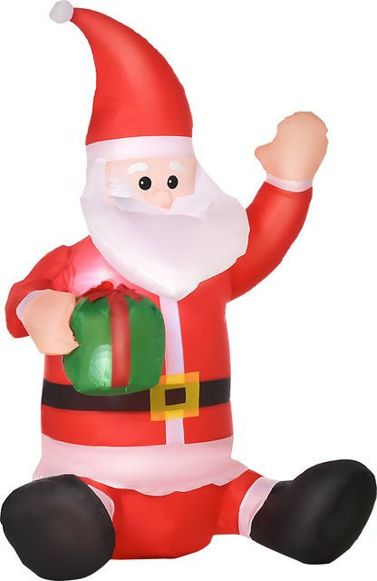 HOMCOM Selbstaufblasbarer Weihnachtsmann mit LED und Gebläse, rot, H x B x T: 120 x 70 x 50 cm - Bild 1