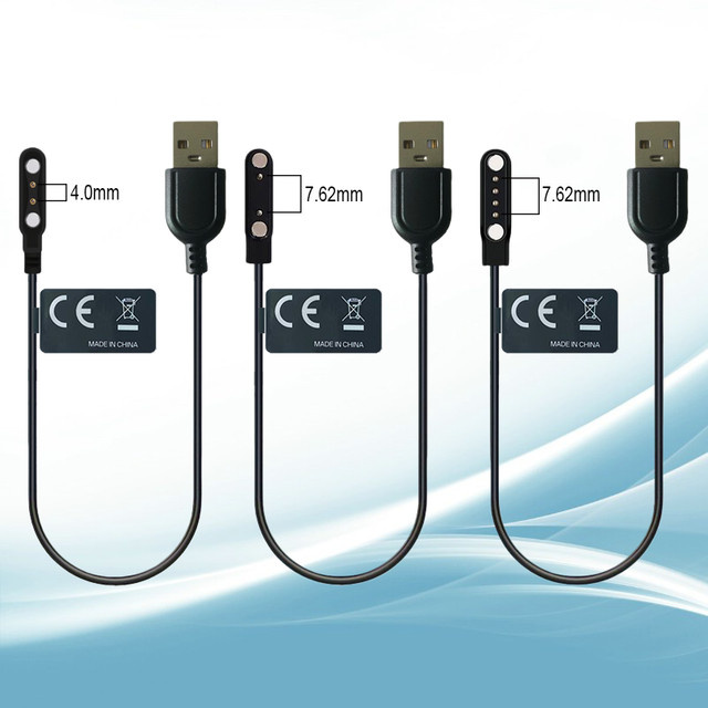 Magnetisches USB Smartwatch-Ladekabel in Schwarz mit 2-Pin 2,5mm, 2-Pin 4,0mm, 2-Pin 7,62mm oder 4-Pin 7,62mm Anschlussoptionen - Bild 1