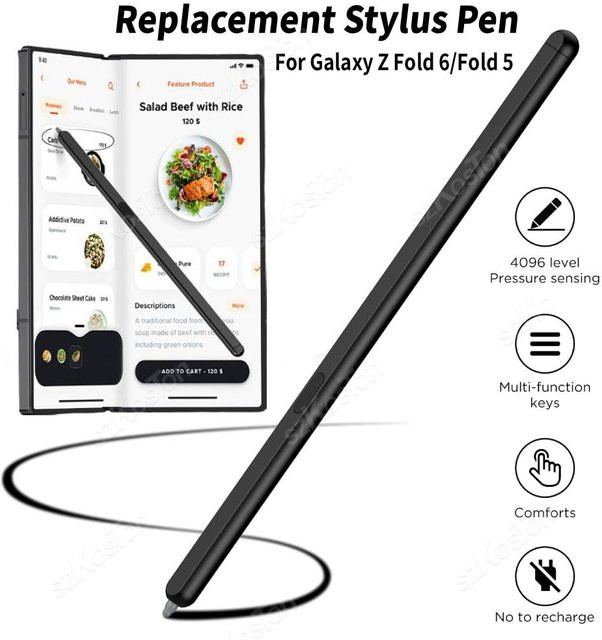Samsung Ersatz-Eingabestift für Galaxy Z Fold 6 und Fold 5 in Schwarz mit 4096 Druckstufen ohne Bluetooth - Bild 1