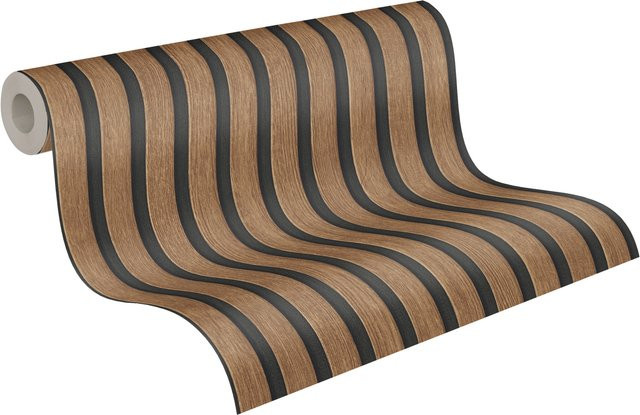 A.S. Création Vliestapete in Holzoptik Braun mit 3D-Paneel-Design, B/H: 10,05 x 0,53 m - Bild 1