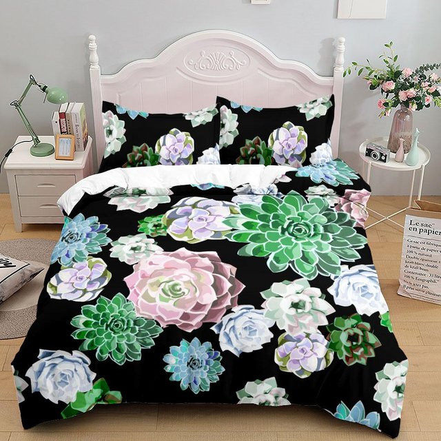 Bettwäsche-Set Tropische Riesenblätter von Binchi Outdoor Product mit Bezug und Kissenbezug, Mehrfarbig, B/H: 135 x 200 cm - Bild 1