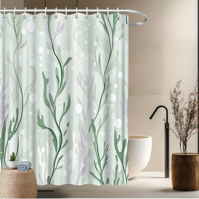 Dai Jiaochuan Duschvorhang mit Meeresdesign aus Polyester, wasserdicht und schimmelresistent, Mehrfarbig, B: 90 cm, H: 180 cm - Bild 1