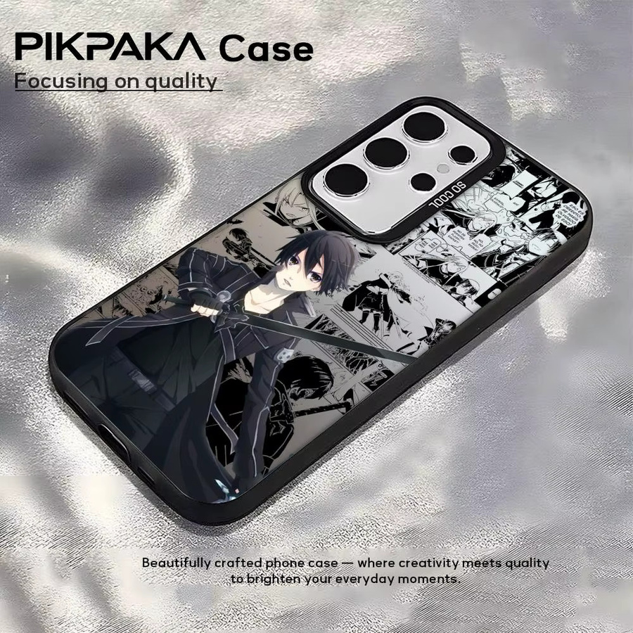 Anime Kazuto Handyhülle mit Laser-Matt-Effekt für Samsung Galaxy S25 S24 S23 S22 S21 Ultra Plus, Stoßfeste Hartschale, Schwarz/Mehrfarbig - Bild 4