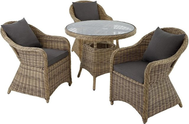 tectake Aluminium Rattan Sitzgruppe in Braun und Beige, wetterfest und UV-beständig, H x B x T: 84 x 71 x 60 cm - Bild 2