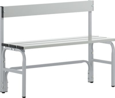 Sypro Umkleidebank mit Rückenteil aus Metall in Weißalu, Breite: 101,5 cm - Bild 1