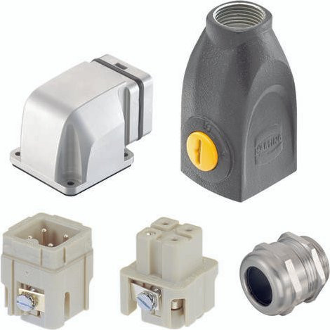 HARTING Steckverbinder-Set 10220030002, Gesamtpolzahl: 3 + PE, grau - Bild 1