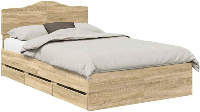vidaXL Bettrahmen Sonoma-Eiche mit Schubladen, Farbe Braun, B/T/H: 120 x 200 cm - Bild 1