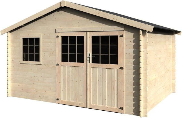 Decor et Jardin Gartenhaus Torcal Natur in Blockbohlenbauweise mit Satteldach, Farbe: beige, B/T/H: 430 x 302 x 247 cm - Bild 1