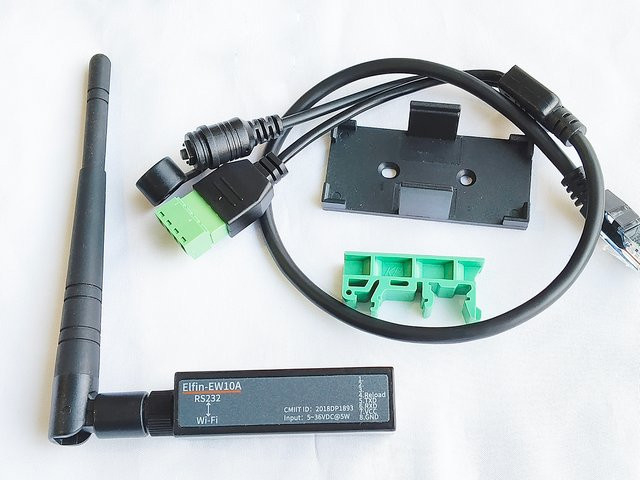 Elfin-EW10 Serieller RS232 zu WiFi Geräteserver Konverter in Schwarz zur IOT Datenübertragung mit Unterstützung für TCP/IP, Telnet und Modbus TCP Protokoll - Bild 1
