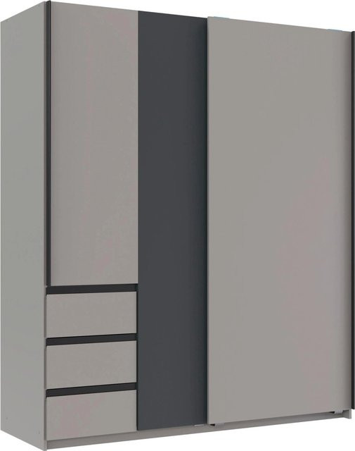 Mömax Schwebetürenschrank Adria in Grau und Graphit mit integrierten Schubladen, B/T/H: 168 x 63 x 198 cm - Bild 1