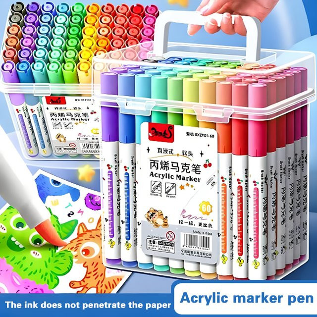 Acryl Graffiti Marker Set in Mehrfarben mit mittlerer Spitze für Stoff, Leinwand, Stein, Glas und Holz - Bild 1