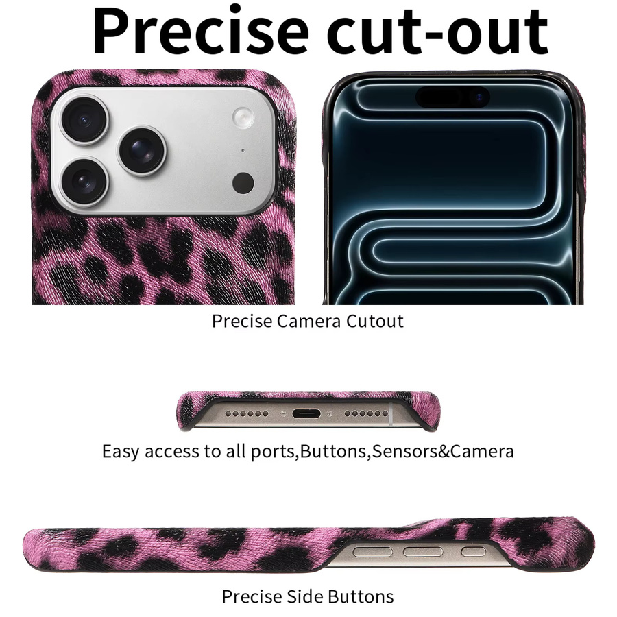 EAACAA Handyhülle aus PU-Leder mit Leopardenmuster für iPhone 11 bis iPhone 17E, stoßfest und kratzresistent, Farben: Weiß und Rosa - Bild 4