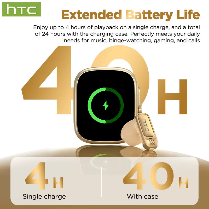 HTC NE72 KI-Übersetzungs-Ohrhörer Kabellose Bluetooth In-Ear Kopfhörer mit LED-Touchscreen HiFi-Stereo-Audio und Geräuschunterdrückung in Schwarz - Bild 4