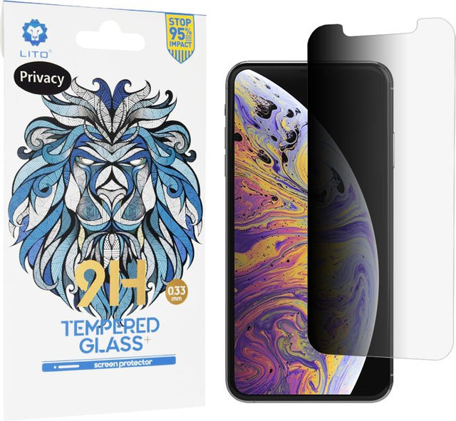 Lito Classic Privacy-Schutzfolie aus gehärtetem Glas für Apple iPhone 11 Pro Max und iPhone XS Max, transparent, Full Glue, 2.5D - Bild 1
