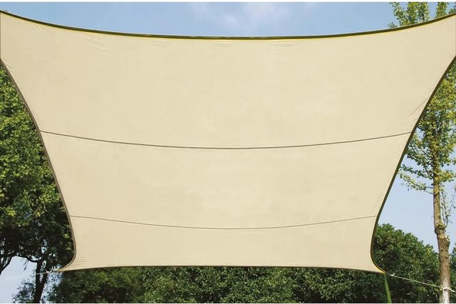 Perel Viereck-Sonnensegel aus PE-Gewebe in Beige/Creme, B/B: 500 x 500 cm - Bild 1