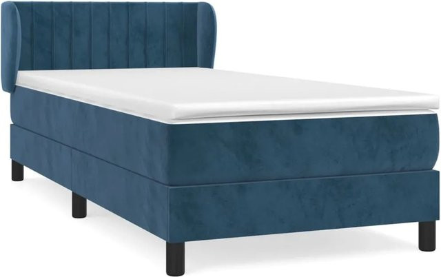vidaXL Boxspringbett mit Matratze Dunkelblau Samt B/T: 100 x 200 cm - Bild 1