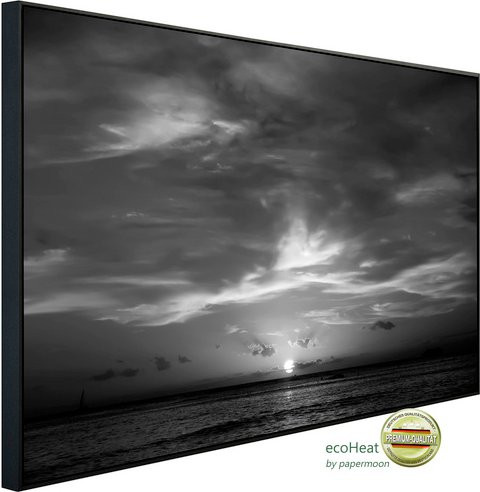 papermoon EcoHeat Infrarotheizung Sonnenuntergang Schwarz Weiss Matt-Effekt mit App-Steuerung und Überhitzungsschutz - Bild 1