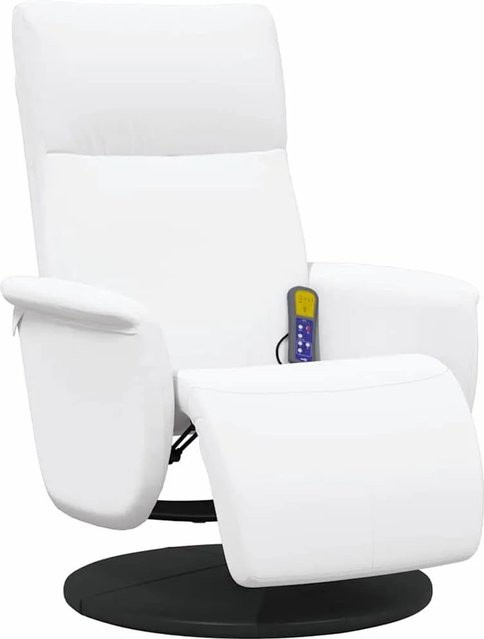 vidaXL Massage Relaxsessel in Weiß aus Kunstleder mit Armlehnen, B/T/H: 71 x 90 x 105 cm - Bild 1
