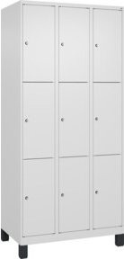 C+P Schließfachschrank Classic PLUS mit 3 Abteilen und Füßen, Farbe RAL 9016 Verkehrsweiß, B/T/H: 90 x 50 x 195 cm - Bild 1