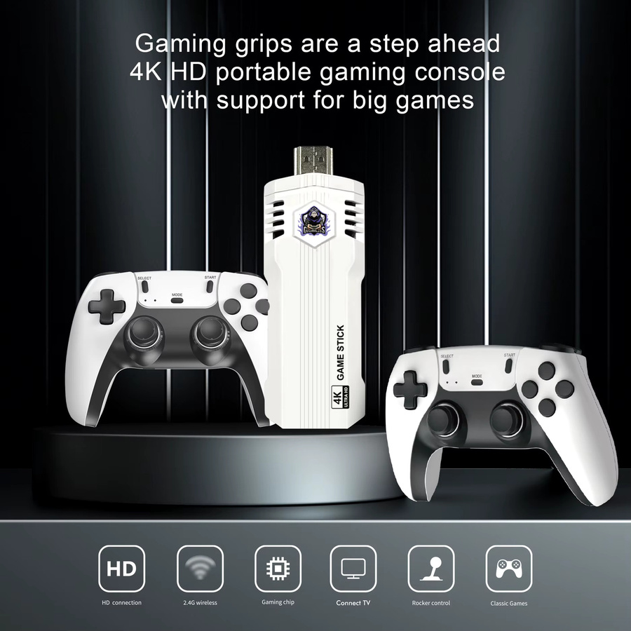 Vieruodis Retro-Spielkonsole X2L Game Stick mit 4K UHD HDMI, 30.000 Spielen, 40 Emulatoren und 2,4G Wireless-Controllern in Schwarz oder Weiß - Bild 3