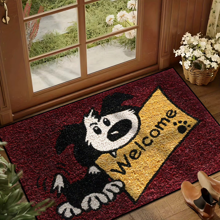 VIKAMA Willkommen Welpen Fußmatte aus Kristallflor, dekorativer Eingangsteppich für Flur und Innenbereich, Mehrfarbig, B/T: 60 x 40 cm - Bild 2
