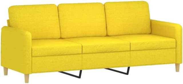 vidaXL 3-Sitzer-Sofa in Hellgelb mit Stoffbezug und Metallrahmen, Breite: 198 cm, Tiefe: 80 cm, Höhe: 77 cm - Bild 1