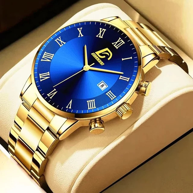 DEYROS Armbanduhr Edelstahl, Gold, Quarz, Herren, Datum - Bild 1