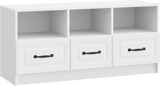 vidaXL TV-Schrank mit Schubladen in Weiß aus Holzwerkstoff, B/T/H: 102 x 34,5 x 47 cm - Bild 1