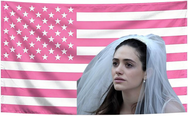 Fiona Rosa Wandteppich mit Amerikanischer Flagge in Pink, Ästhetischer Wandbehang für dein Zimmer, B: 60 cm, H: 90 cm - Bild 1