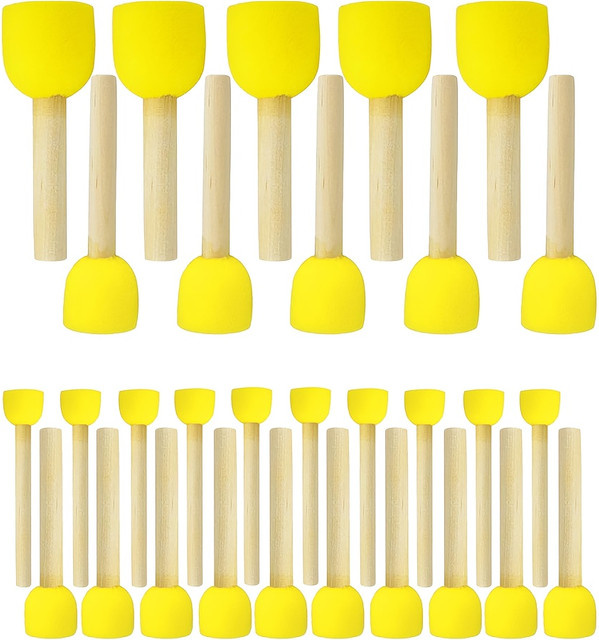 30 Stück runde Schwammpinsel zum Malen in 4 Größen für Acrylmalerei und Schablonenarbeiten - Bild 1
