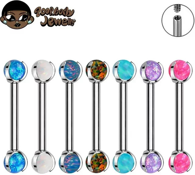 ZOORBODY JEWELRY Nippelpiercing Titan, Opal, Unisex - Bild 1