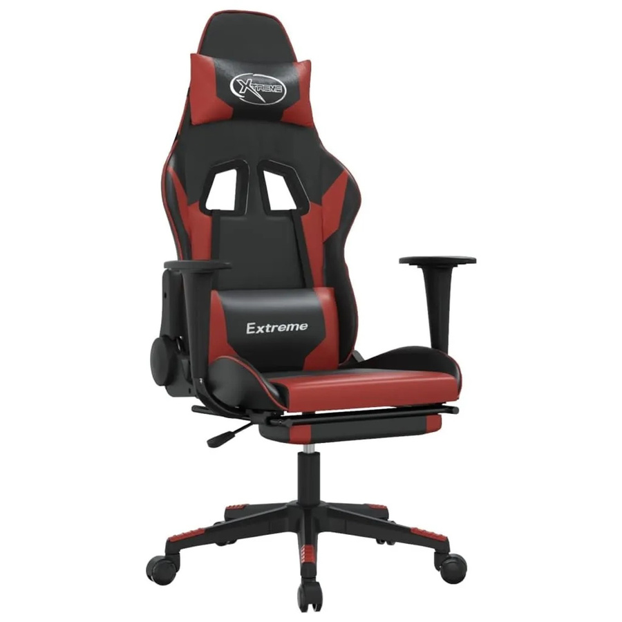 vidaXL Gaming-Stuhl mit Fußstütze und Kopfstütze in Schwarz und Rot aus Kunstleder - Bild 2