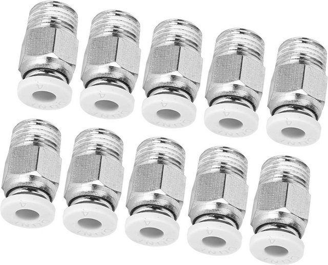 10 Stück Gerade Pneumatikverschraubungen Silber M10 Gewinde PC4-M10 3D-Druckerzubehör White - Bild 1