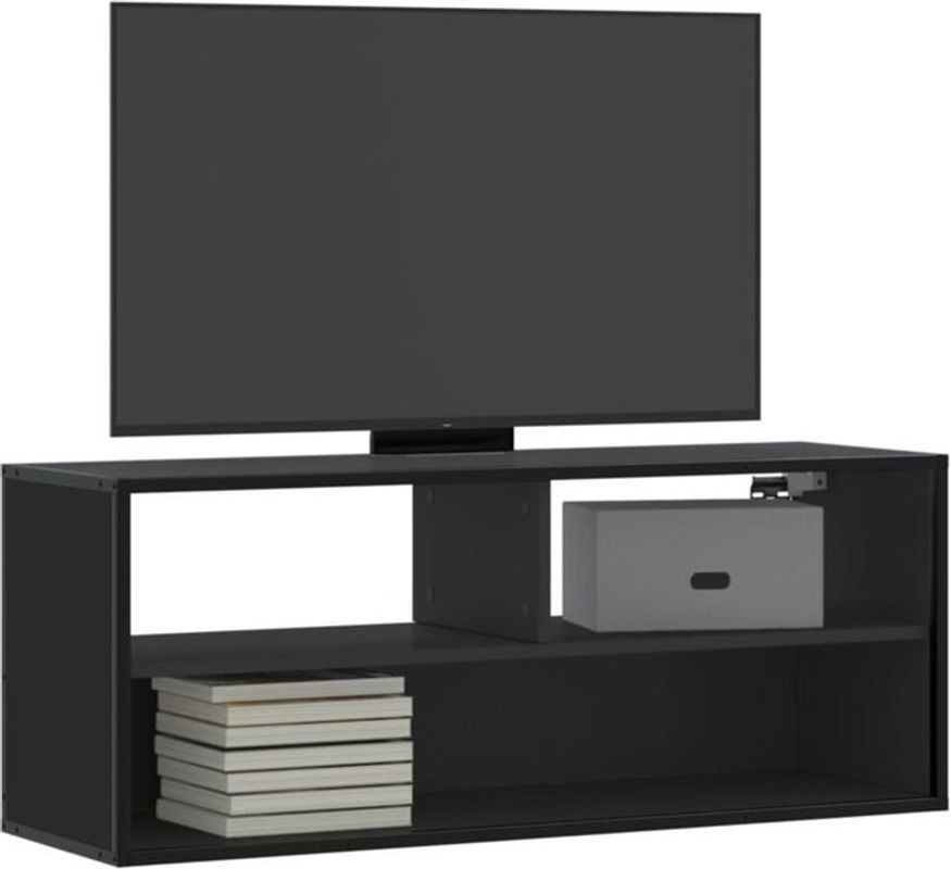 Vidaxl TV-Schrank in Schwarz im Industrial-Design aus Holzwerkstoff und Metall, B/T/H: 100 x 31 x 39,5 cm - Bild 1
