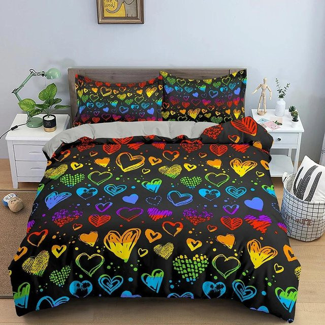 Bettwäscheset Lodestar mit Bettdeckenbezug und Kissenbezug, bunt gestreiftes geometrisches Design, Mikrofaser, B/H: 200 x 230 cm - Bild 1